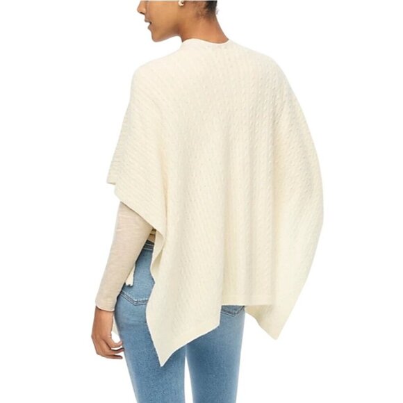 J.Crew Factory Lightweight super soft cable-knit poncho ivory neutral OS 2024 - Picture 2 of 11